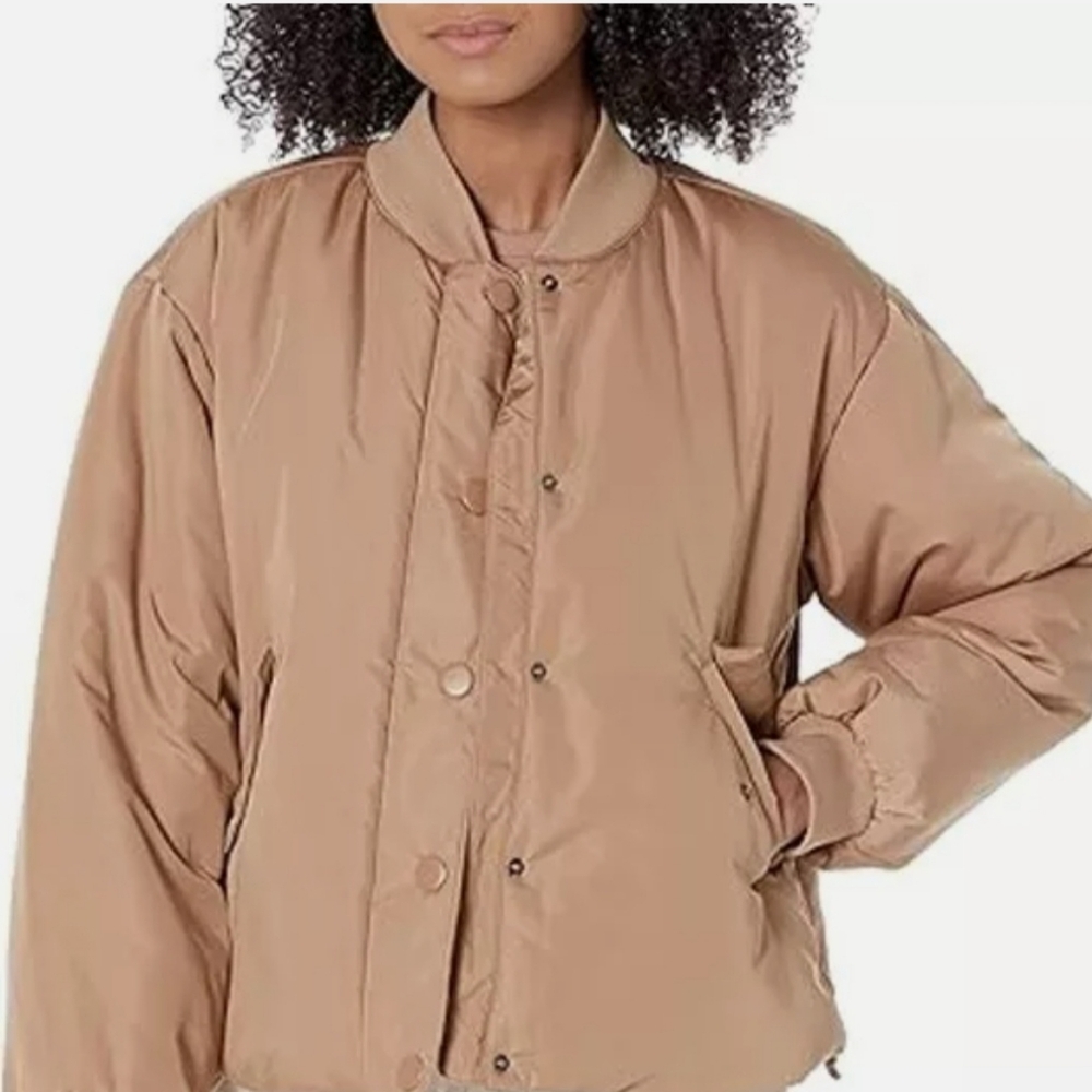 New Women's Padded Cropped Bomber Jacket